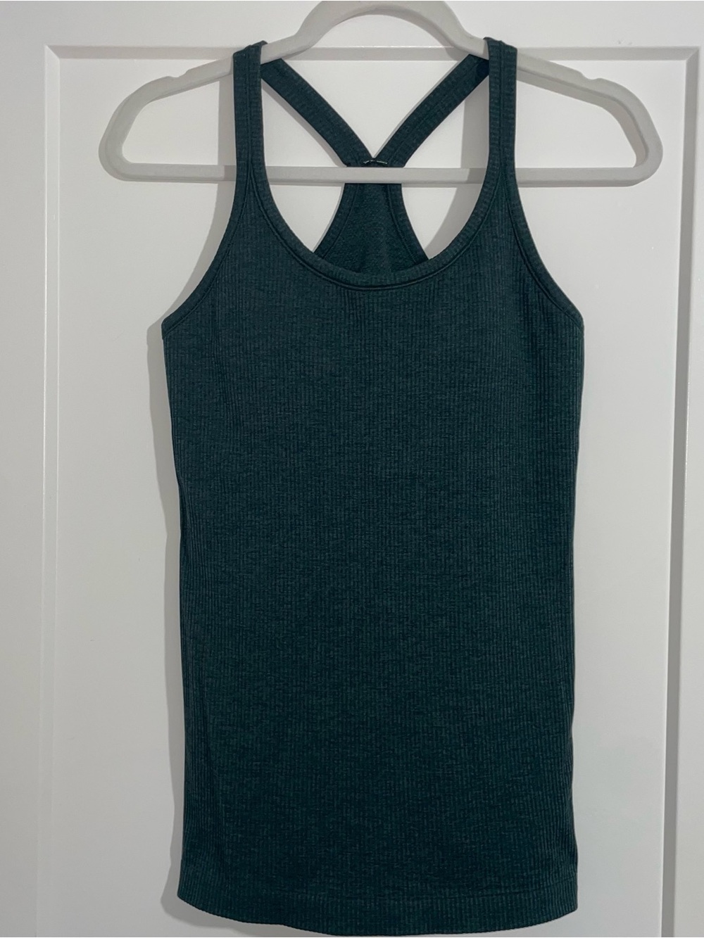 lululemon athletica Ribbed Cross-Back Tank in Teal Green